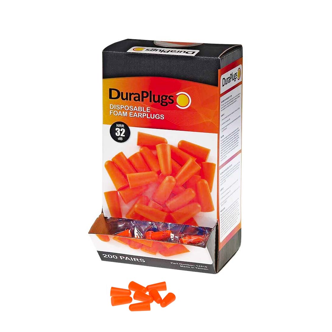 200 Pairs (Uncorded) DuraPlugs™ Foam Ear Plugs Work Safety Protective Gear