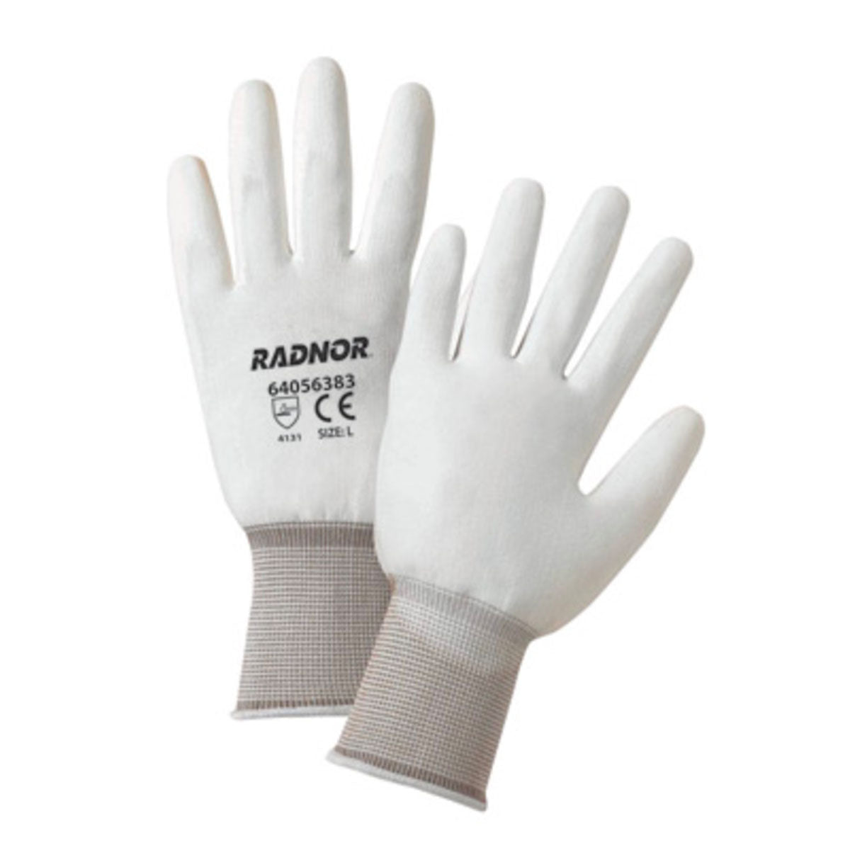 12 Pairs / X-Small / White RADNOR® 15 Gauge Polyurethane Palm And Finger Coated Work Gloves Work Safety Protective Gear