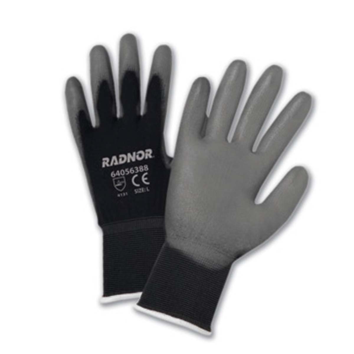 12 Pairs / X-Small / Gray RADNOR® 15 Gauge Polyurethane Palm And Finger Coated Work Gloves Work Safety Protective Gear
