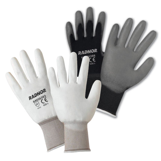 RADNOR® 15 Gauge Polyurethane Palm And Finger Coated Work Gloves Work Safety Protective Gear