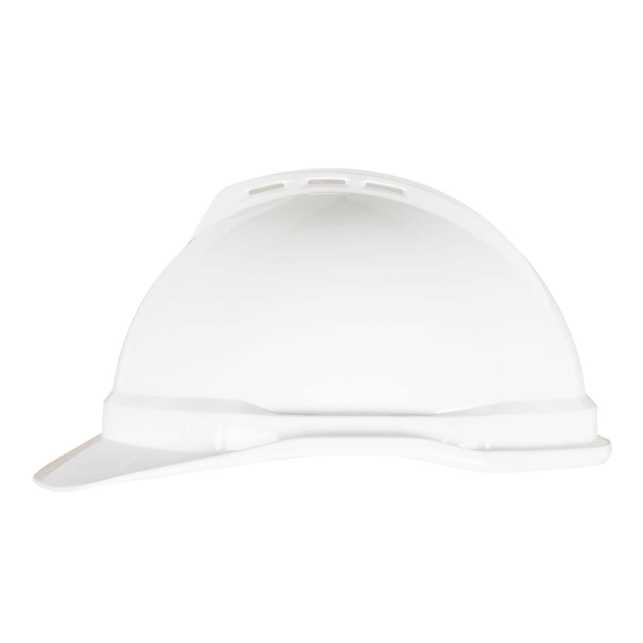 White MSA Hard Hat V-Gard 500 Cap 4-Point Fas-Trac III Ratchet Suspension Hardhats