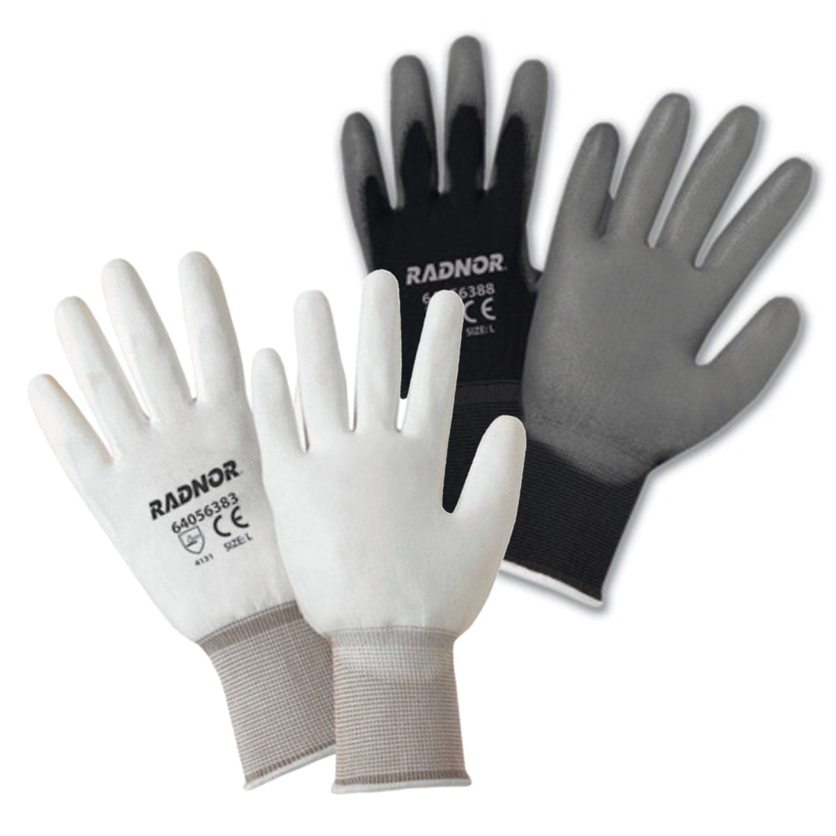  RADNOR® 15 Gauge Polyurethane Palm And Finger Coated Work Gloves Work Safety Protective Gear