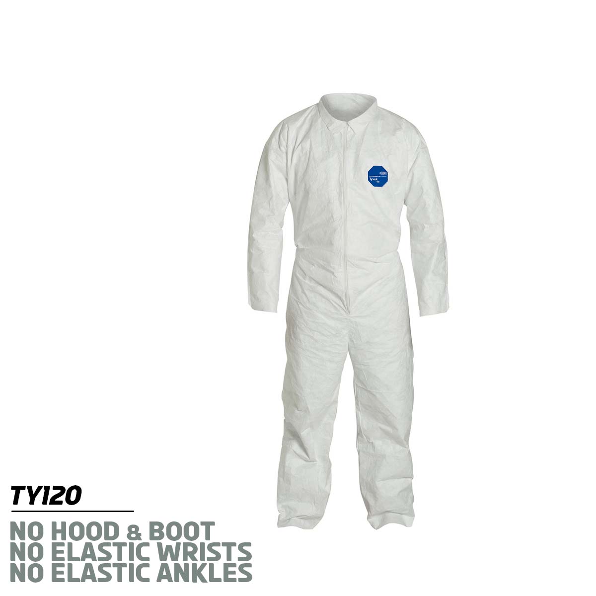 No Hood • No Boots / No Elastic / Medium DuPont™ White Tyvek® 400 Disposable Coveralls Work Safety Protective Gear