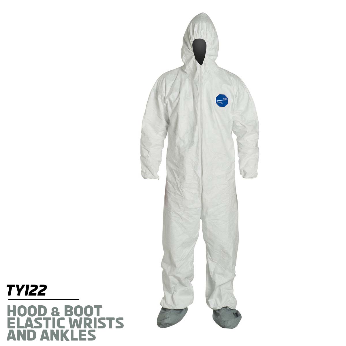 Attached Hood and Boots / Elastic Wrists / Ankles / Medium DuPont™ White Tyvek® 400 Disposable Coveralls Work Safety Protective Gear