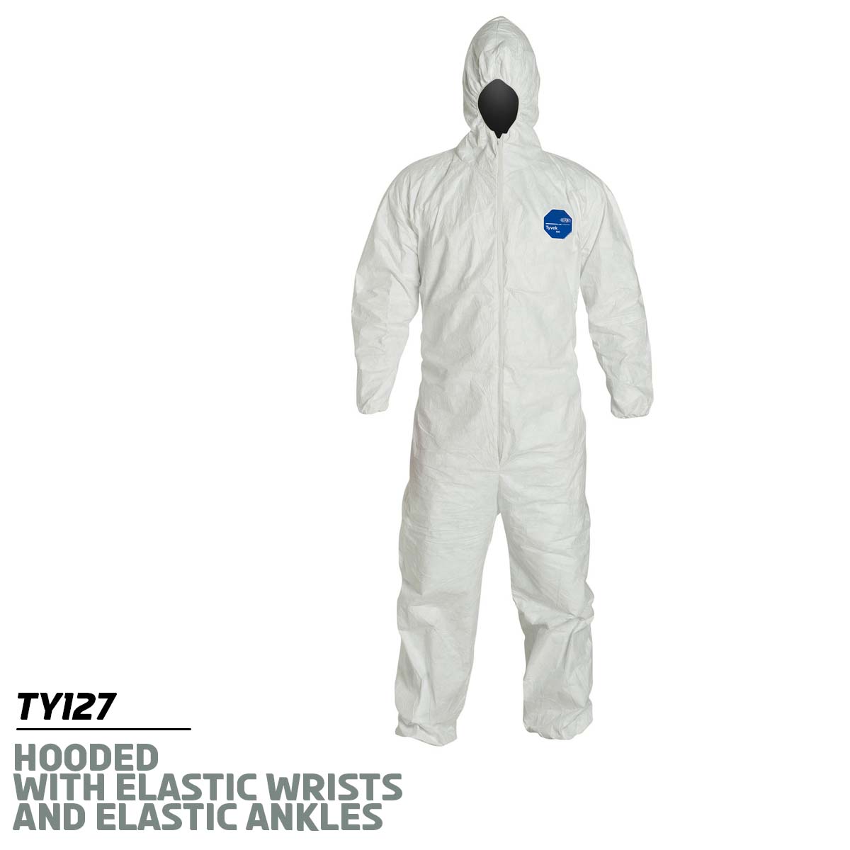 Attached Hood • NO Boots / Elastic Wrists / Ankles / Medium DuPont™ White Tyvek® 400 Disposable Coveralls Work Safety Protective Gear